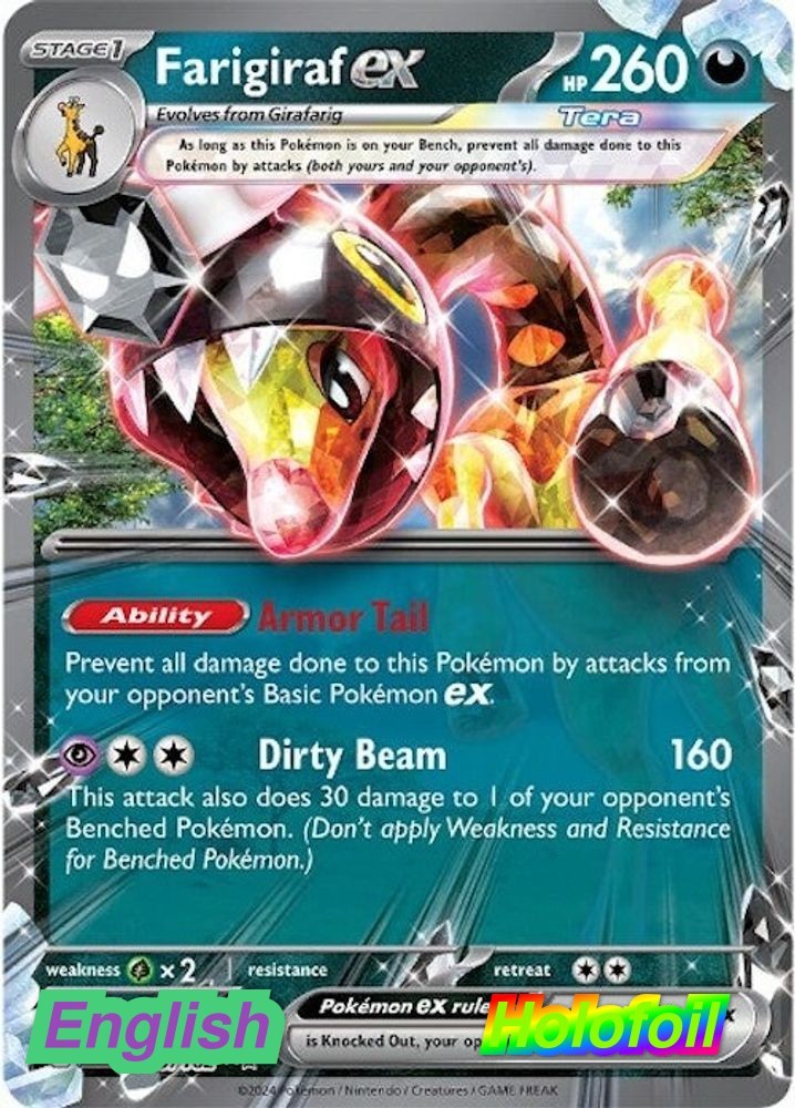 Pokemon- Farigiraf ex [TEF - 108/162] Temporal Forces NM Double Rare Holofoil