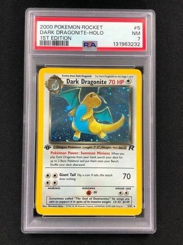 Pokemon 2000 Dark Dragonite 1st Holo 5/82 PSA 7