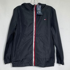 Tommy Hilfiger Water Resistant Fleece Lined Black Hooded Jacket Boys SMALL NWT