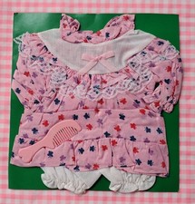 Clon de parche de col de la década de 1980 14" 16" ropa de muñeca bebé rosa vestido de fiesta florecientes