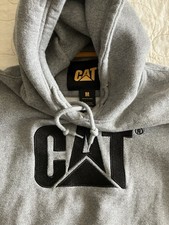 CAT Caterpillar Hoodie Medium Gray Embroidered Black Logo Work Wear