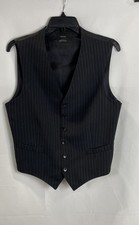 Gucci Men's Black Pinstripe Suit Vest Waistcoat Made in Italy Size 48