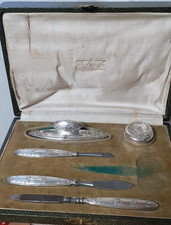 Antikes Nagelpflegeset Silber 800 Original-Etui mit LANCEL-Logo Paris 1900-1920