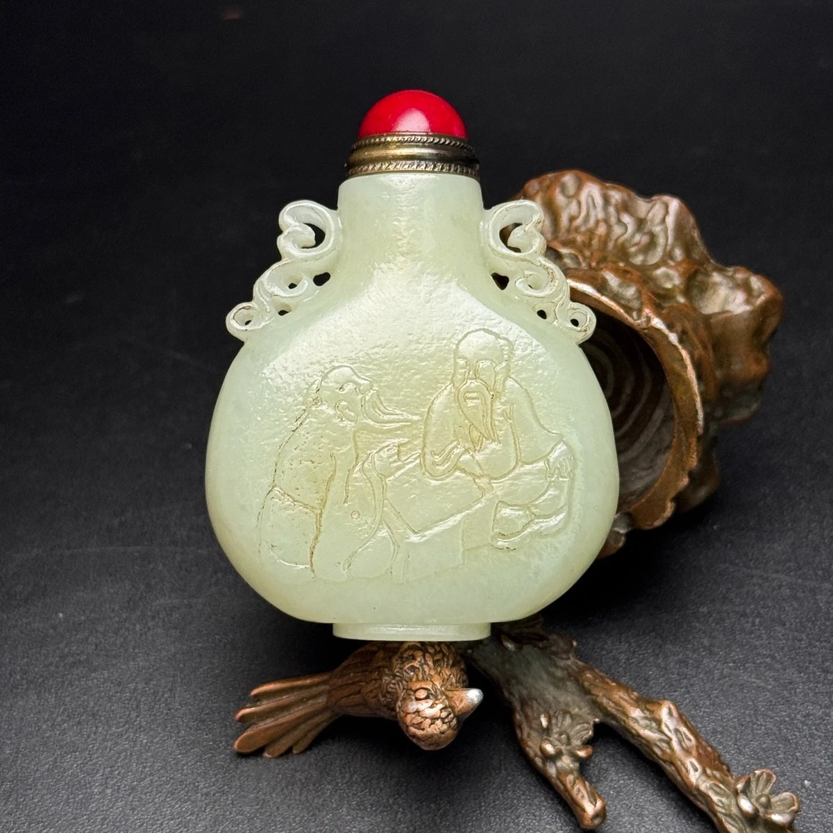 白玉古董中国鼻烟壶| eBay