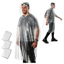 Regenponcho Einweg 3 Stück Polyethylen transparent