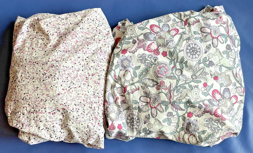 Lot Of 2 Pottery Barn Kids Organic Cotton Fitted Crib Sheets Dots Floral EUC