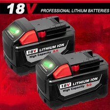 2X 18 Volt 5.0Ah Battery For Milwaukee M18 Lithium Extended Capacity 48-11-1860