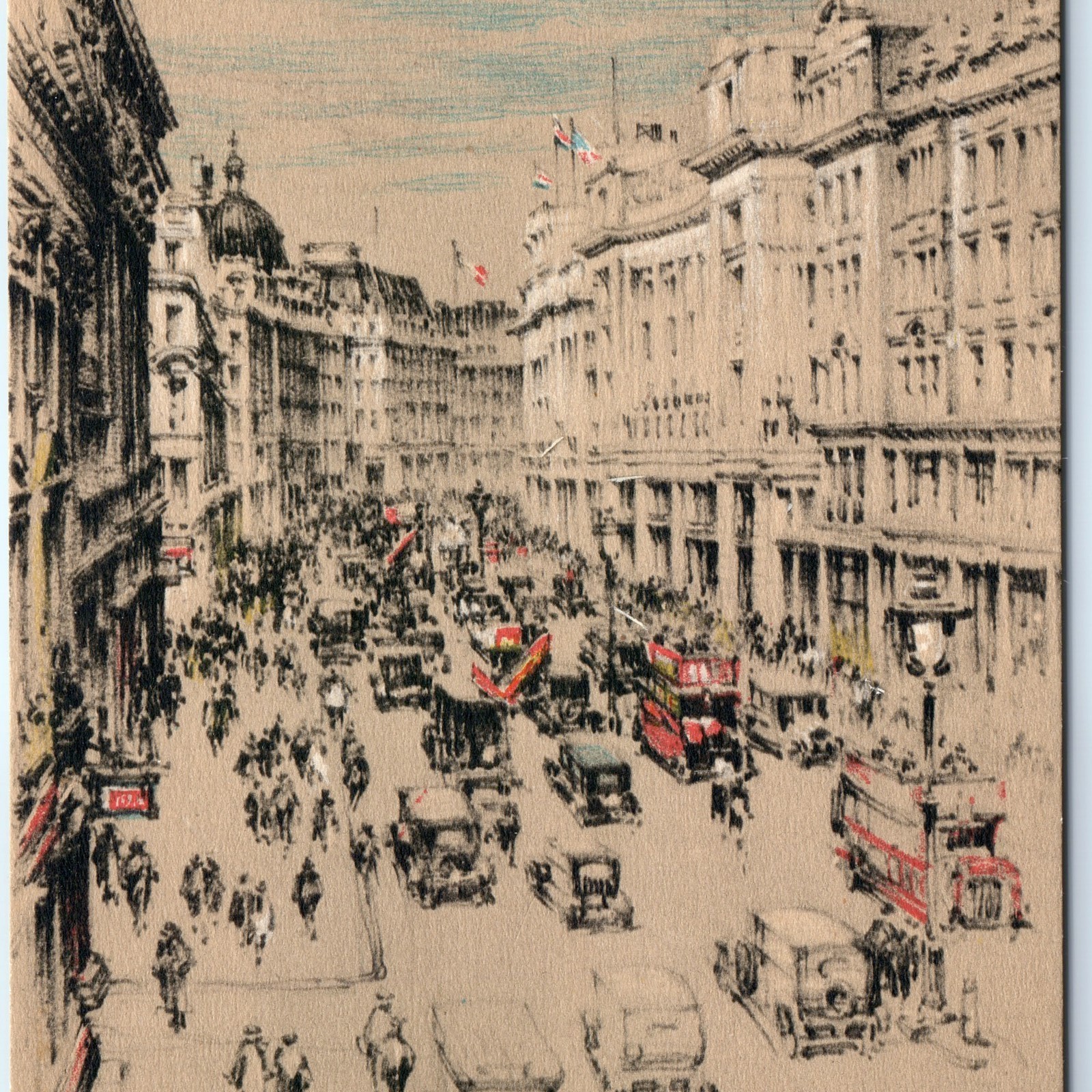 c1920s London, UK Regent Street Shop Joseph Pike Double-Decker Buses Cars A350