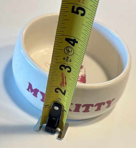 My Kitty Ceramic Cat Dish Pink White Pet Food Water NICE!