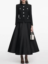 Self Portrait Black tweed patchwork long-sleeved stand-up collar Dresses