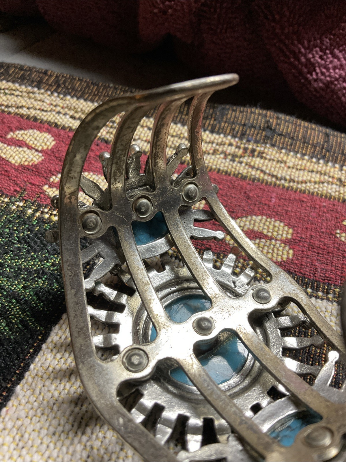 Native Preowned Turquoise Bracelet Silver & Steel… - image 12