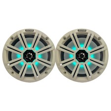 Kicker 8" 300W Marine Multicolor LED Boat Audio Speakers w/White Grilles Pair 