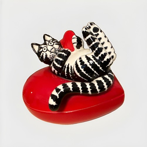 Vintage B. Kliban Cat Heart Shaped Trinket box by Sigma