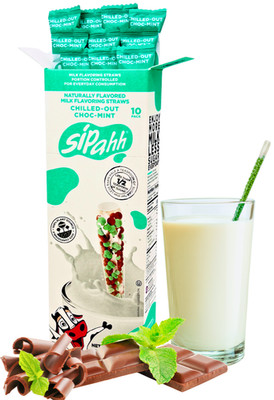 Sipahh Milk Flavoring Straws - Choc Mint 10 Pack Low Sugar Snack Vegan Friendly