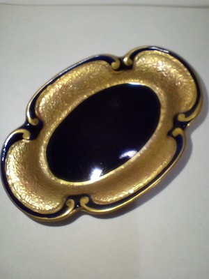 JLMenau 22K Gold & Etch Kobalt Blue Porzellan Vide Poche (Small Trinket Dish)...