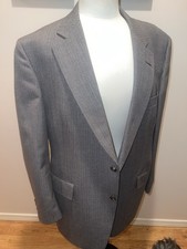 Hart Schaffner Marx Mens Wool Blazer 40R Heritage Vintage Gray Blue Stripes