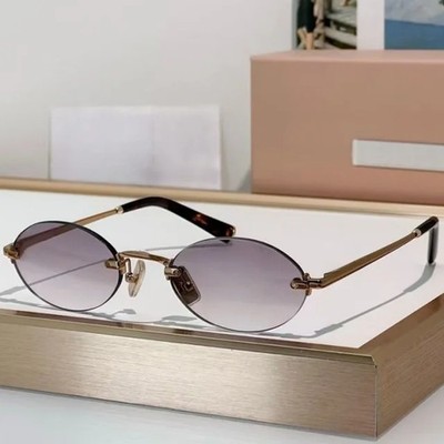 Oval randlose Sonnenbrille Damen Edelstahl kleine modische Reisen Schutz