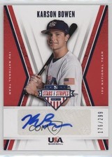 2019 Panini USA Baseball Stars & Stripes 176/299 Karson Bowen #15U-KB Auto 0eq6