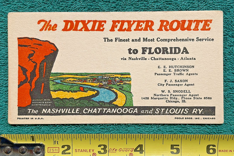Nashville Chattanooga & St Louis Railway Ink Blotter Dixie Flyer Railway Train