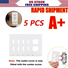 5 Pack Outlet Cover Built-In LED Night Light Bulbs Wall Plate Rounded Receptacle