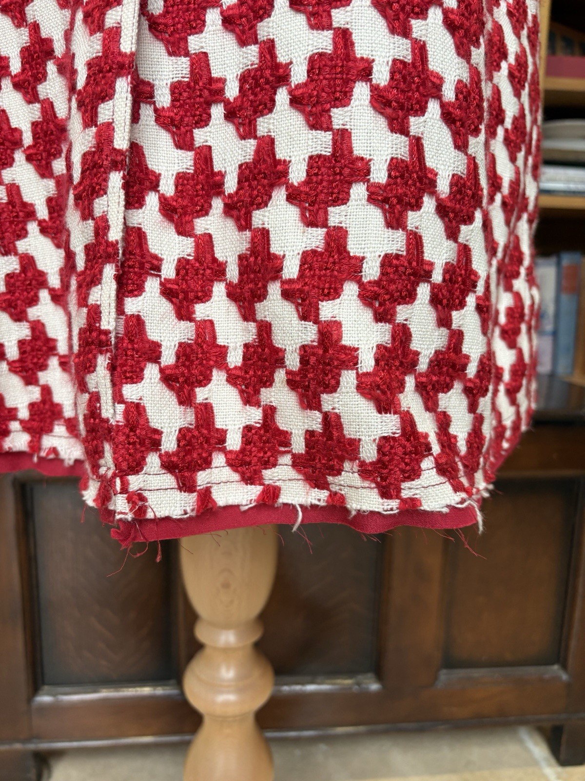 Prada Red & White Houndstooth Vintage Coat With Black Details Size 40 UK 8 image 9