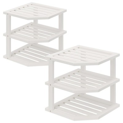 VERTORGAN 3 Tier Bamboo Corner Shelf(2 Pack),Dish Drying Rack,Plate Organizer...