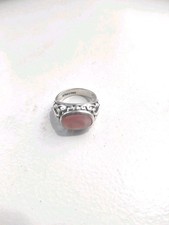  Pink Mabe Cultured Pearl 925 Scroll Sterling Silver Ring 