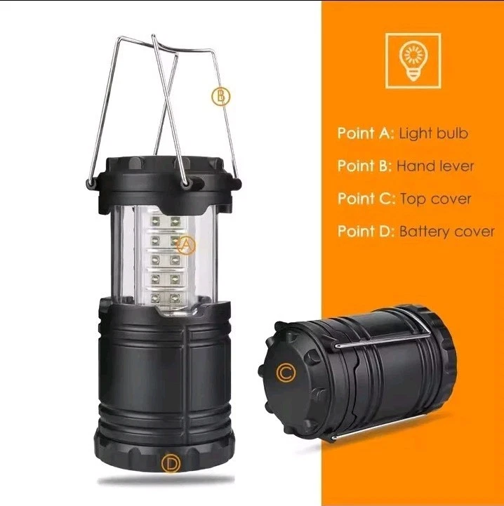 30 LED Portable Camping Lantern Waterproof Tent Light Battery Powered Outdoor... - Imagen 3 de 4