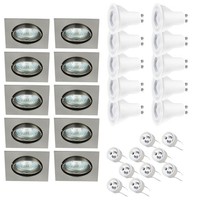 10X Led Einbaustrahler Eisen GebüRstet Quadratisch Schwenkbar 4,2W GU10 Warmweiß