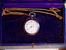 Union Horlogere Taschenuhr + Kette Union + Uhrenschachtel Union + Ersatz Unruh
