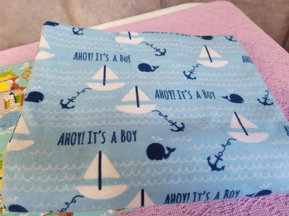 Juego de tres mantas de franela hechas a mano para bebé niño Arca de Noé velero... Foto 2 de 4