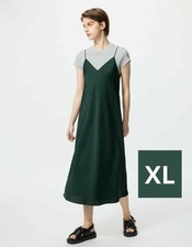 Uniqlo Satin Camisole Dress XL Dark Green Used, No Init. Marks