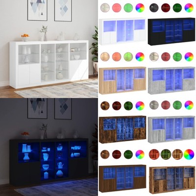 Sideboard Kommode Highboard mit LED Leuchten Schrank Anrichte Beistellschrank DE