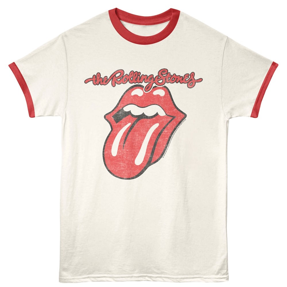Rolling Stones Ringer T-Shirt Mens CLASSIC TONGUE Music Official