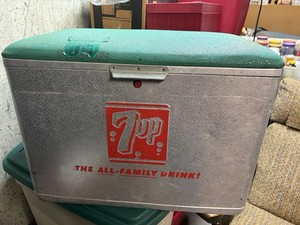 vintage aluminum 7Up cooler