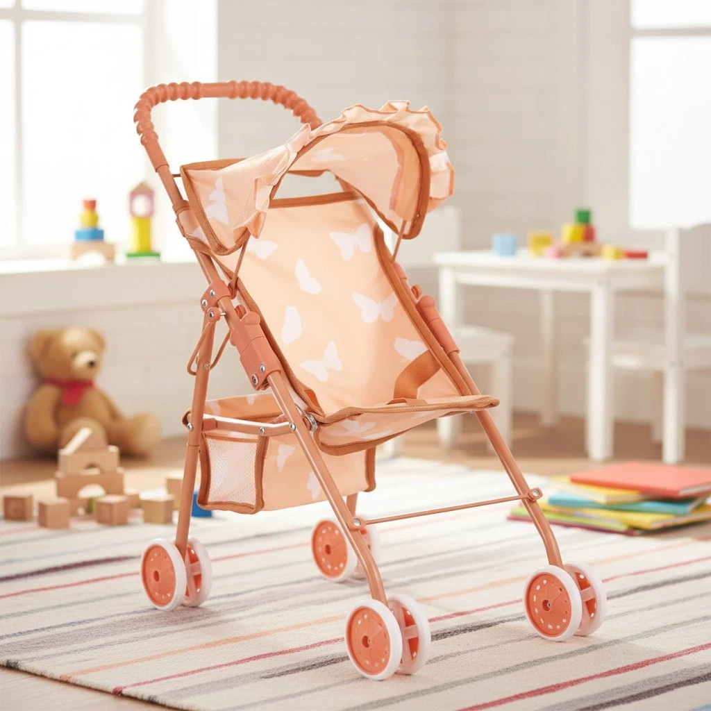 Poussette Jouet Pour Poupée - Pram Enfant Couleur Aléatoire - Jeu D'imitation