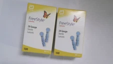 FreeStyle Lancets 28 Gauge 2 Boxes 200 Count Each Blue 200 Total 01/28