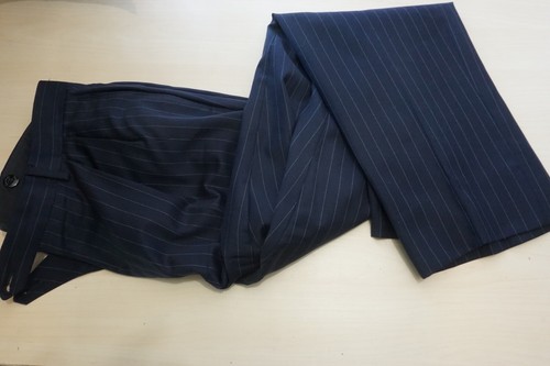 Samuelsohn SB Como Navy Blue Pinstriped S120s Wool 2 Pc Suit Jacket Pants Sz 44L - Picture 10 of 11