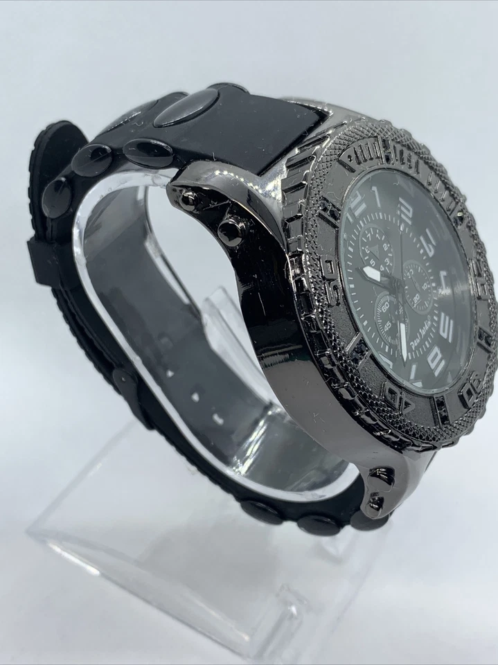 Reloj Hombre Paul Jardín.  Batería nueva. Banda de silicona negra. Stock # 037 Foto 3 de 4