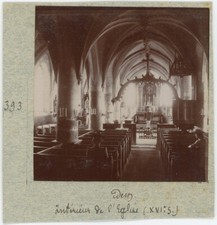 Orival (Seine-Maritime). Interior Of The Church. Print Circa 1900.