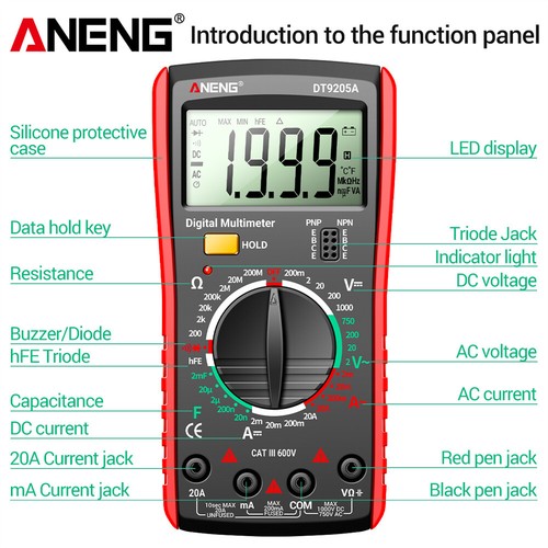 Professional Digital Multimeter Voltmeter Ammeter Ohmmeter Multi Tester Meter UK - Picture 2 of 14