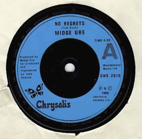 45RPM, MIDGE URE , NO REGRETS ' M- ' ROCK ' - Picture 3 of 4