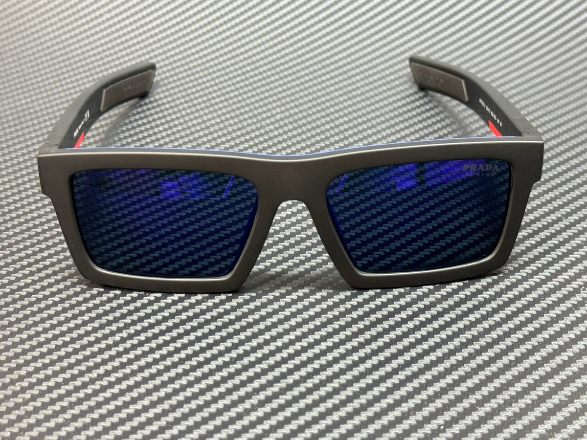 PRADA LINEA ROSSA PS 02ZSU 1BO05U Black Blue Mirror Men's 55 mm