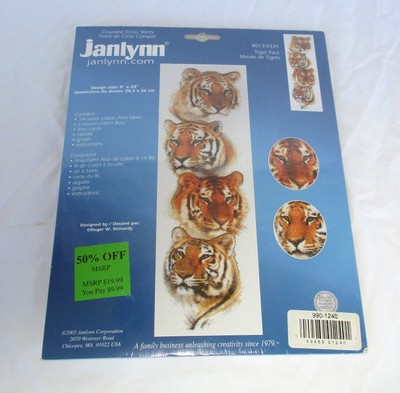 Janlynn #013-0334 Tiger Pack Cross Stitch Kit 8'' X 22'' New Sealed Package