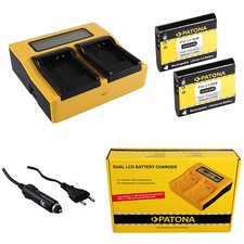2x Batteria Patona + caricabatteria rapido DUAL LCD per Olympus Stylus XZ-2