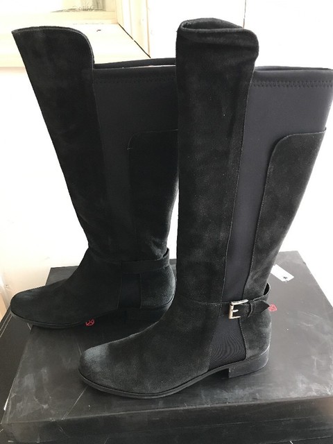 black suede stretch boots