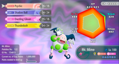 Pokemon Let's Go Pikachu/Eevee 6IV Max AV Shiny Mr.Mime