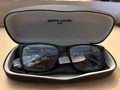 Pierre Cardin PC6144-HM Rectangle Full Rim Acetate Black Eyeglasses w/ Case 