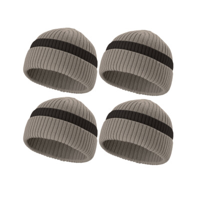 4 Pcs Ohsunny Women's Beanie Cap Winter Warm Soft Knitted Thick Wool Hat - Gray