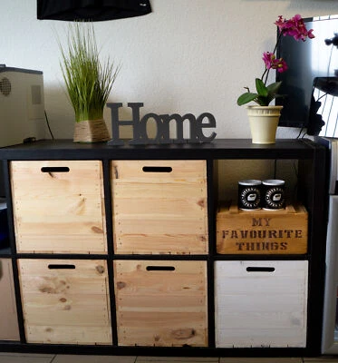 KISTENKOLLI ALTES LAND Holzkiste Natur passend für Kallax und Expeditregale Aufbewahrungskiste 33x37x33